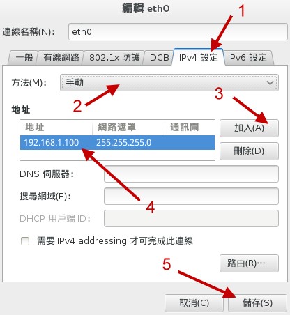 手动设置 IP 的示意图