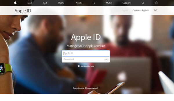 输入Apple ID帐户页面。