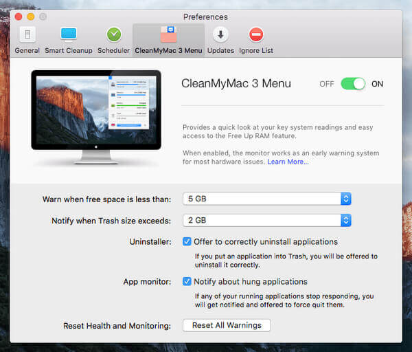 CleanMyMac 3菜单