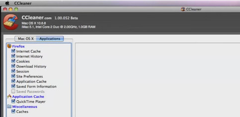 Mac上的Ccleaner清除Cookie