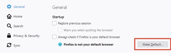 将Firefox设置为默认浏览器