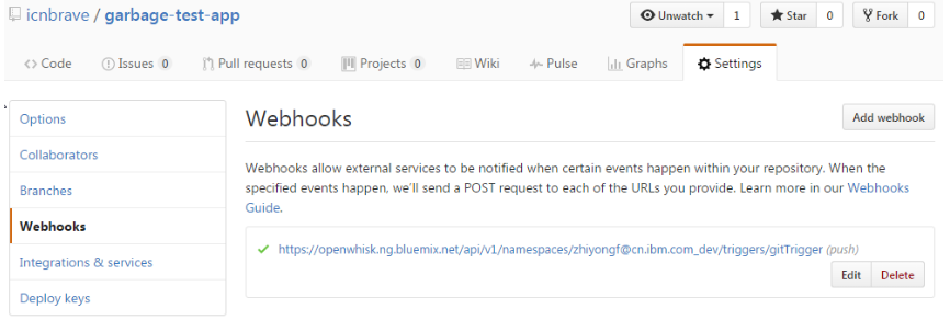 github webhooks设置