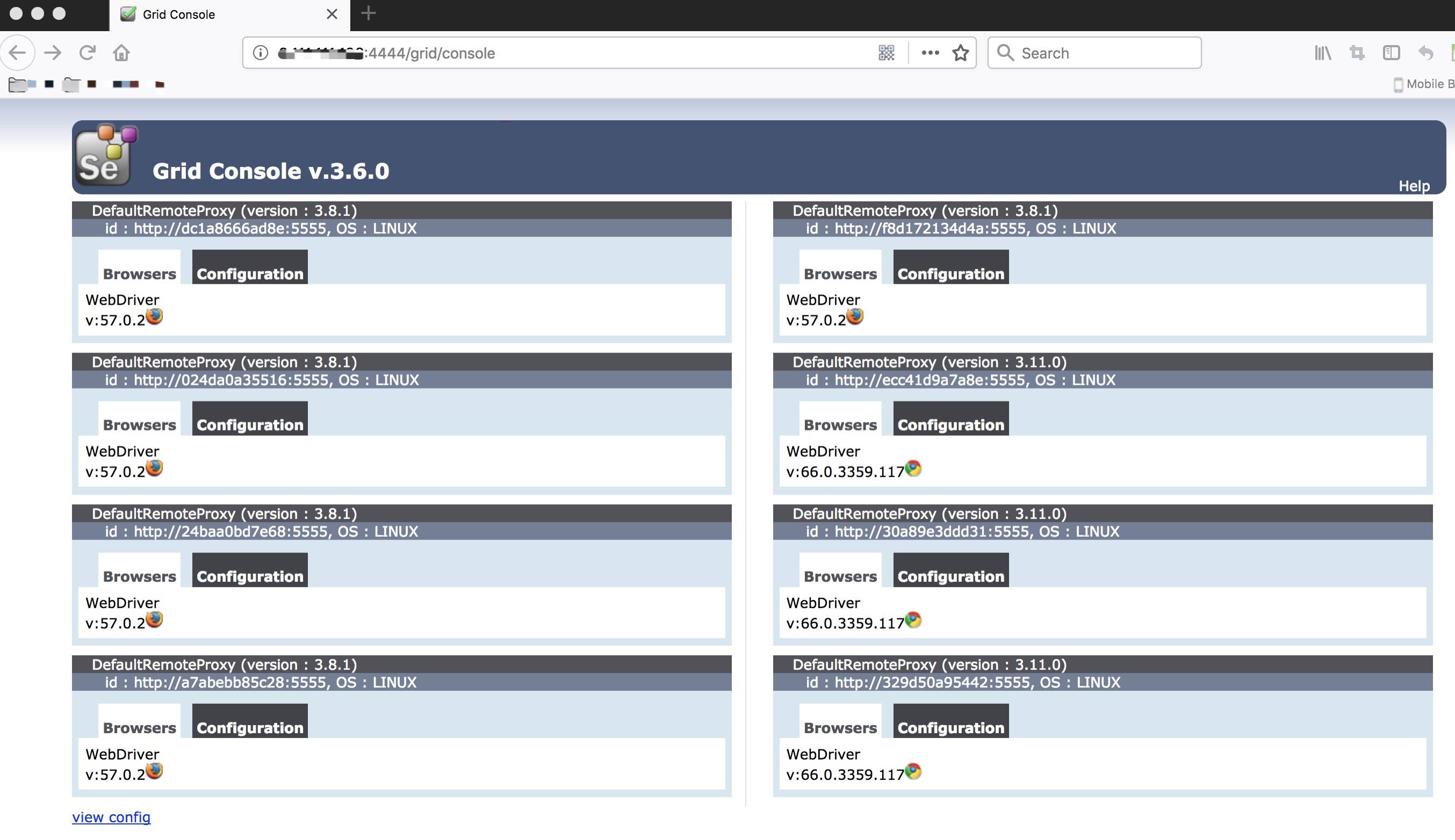 Selenium Hub 的界面图