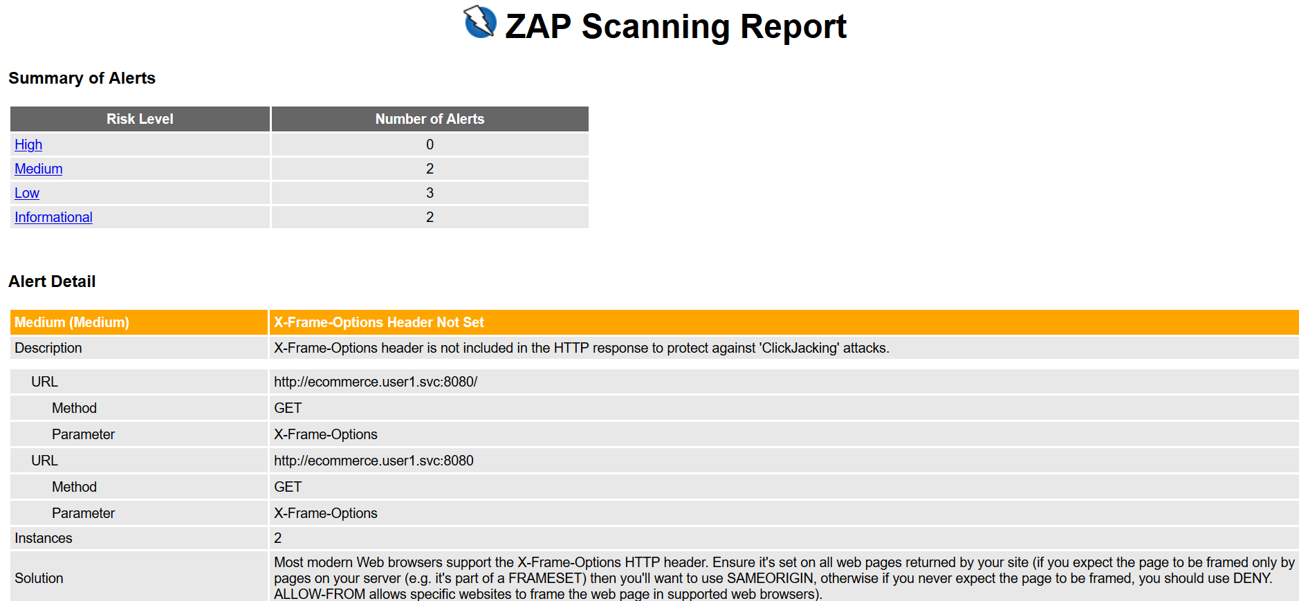 查看 owasp-zap-baseline.html 报告