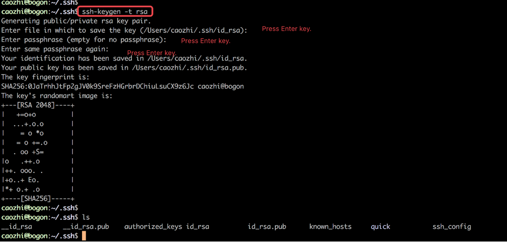 图 4. 使用 ssh-keygen 生成 RSA 秘钥