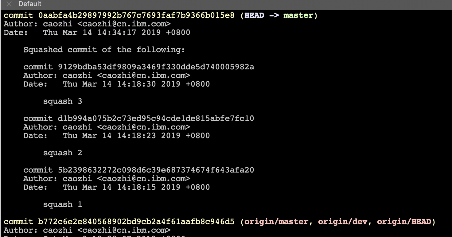 图 25. 查看 master 上的 squashed commit