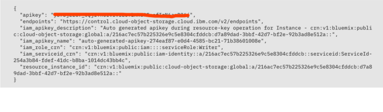 Cloud Object Storage Credential信息