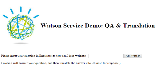 Watson 练习工程中的信息输入页面