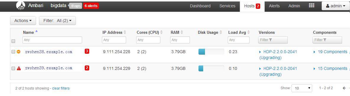 图 11. Ambari 的机器列表