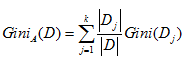 图 6. 分裂后的基尼指数计算公式