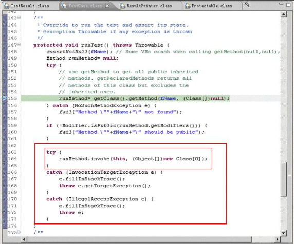 图 18. junit.framework.TestCase.runTest() 函数代码