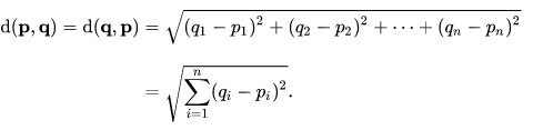 点之间欧氏距离的计算公式
