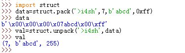 struct打包/解包二进制数据