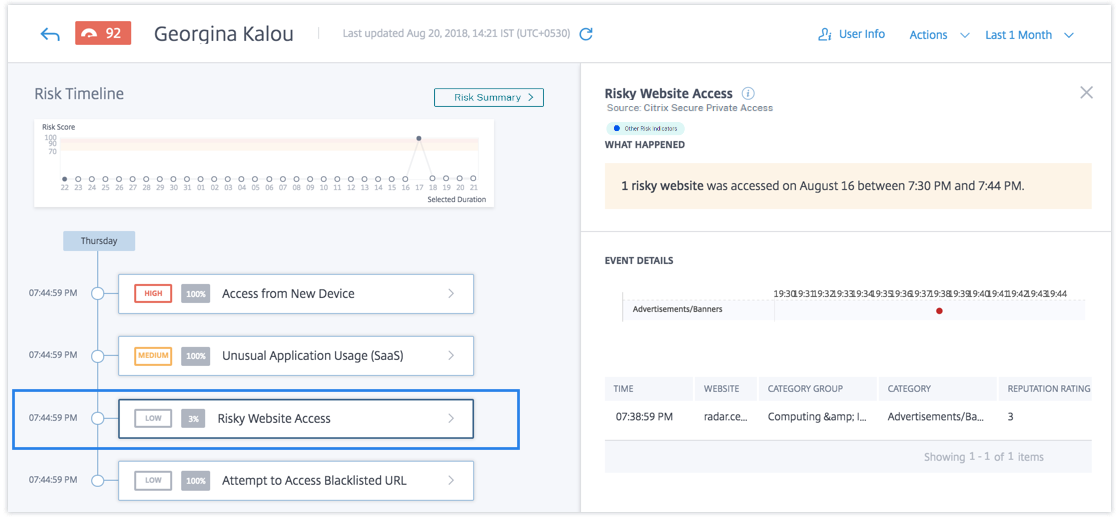 Secure Private Access risky website access