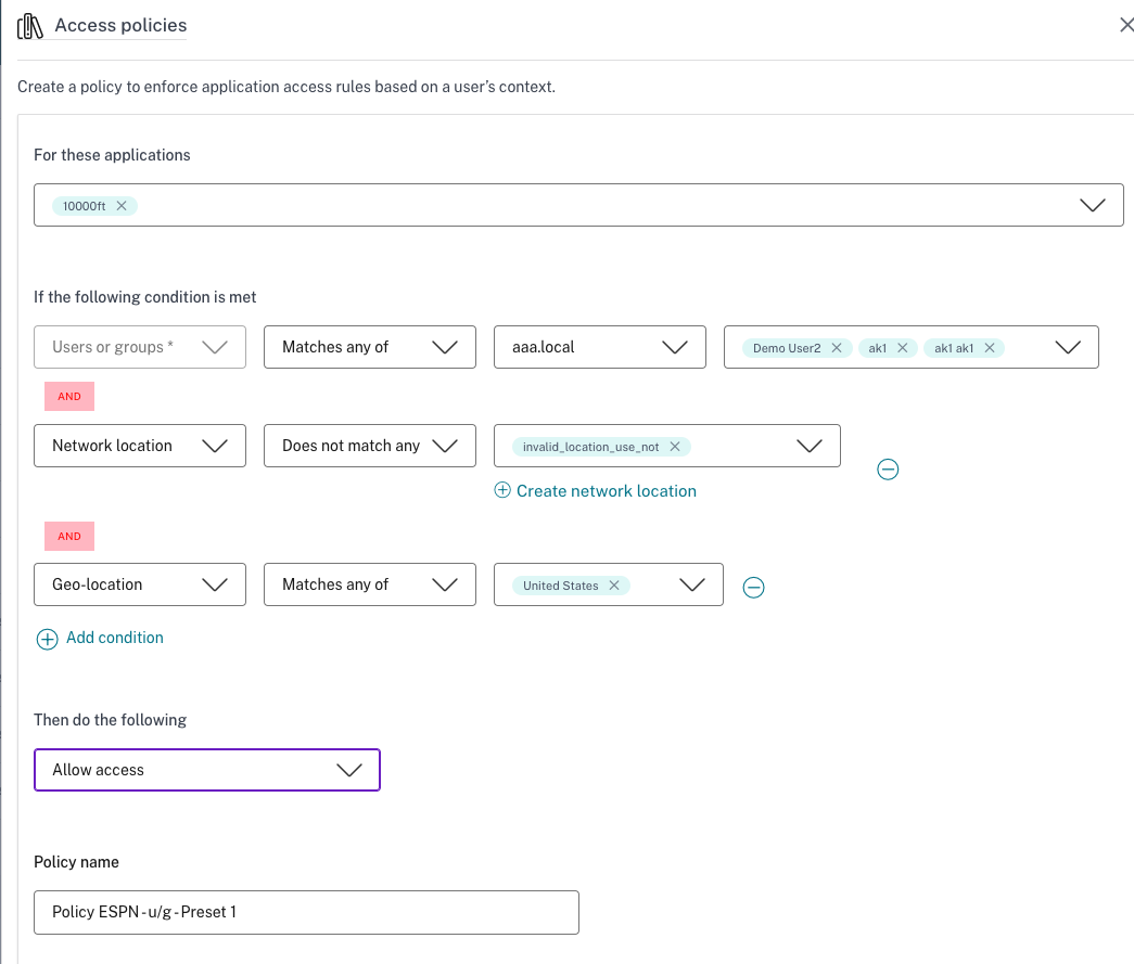 Adaptive access policy based on location