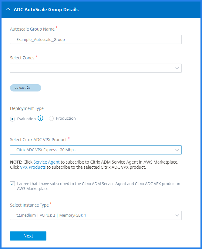 Autoscale group details