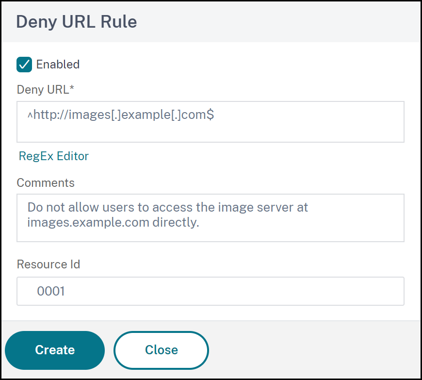 Deny URL expression