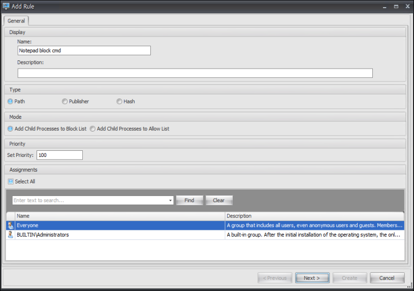 Add process hierarchy control rule 1