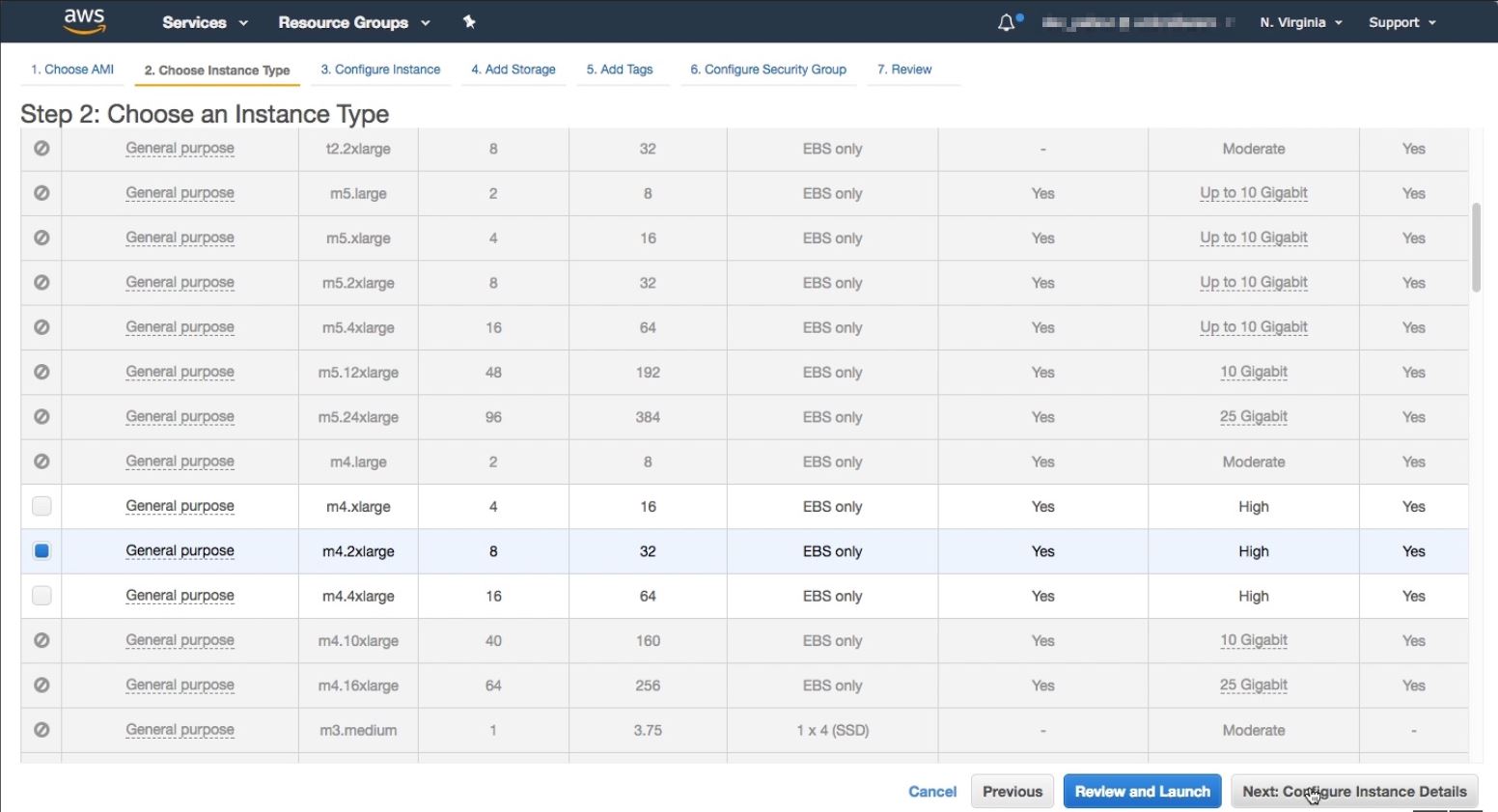 Configure instance details