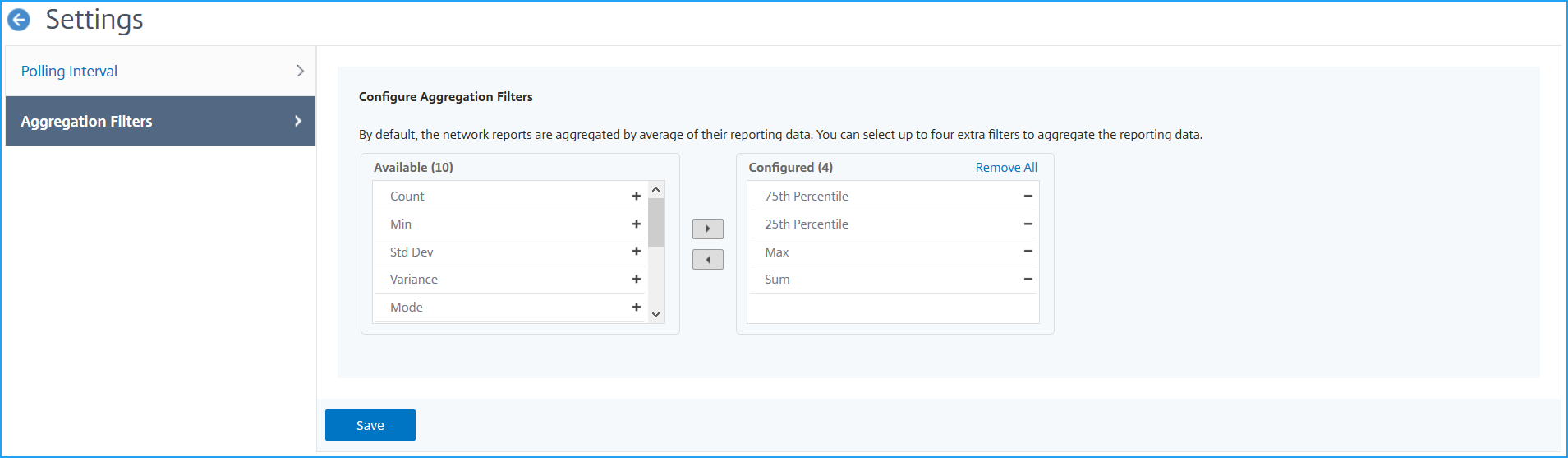 Aggregation filters