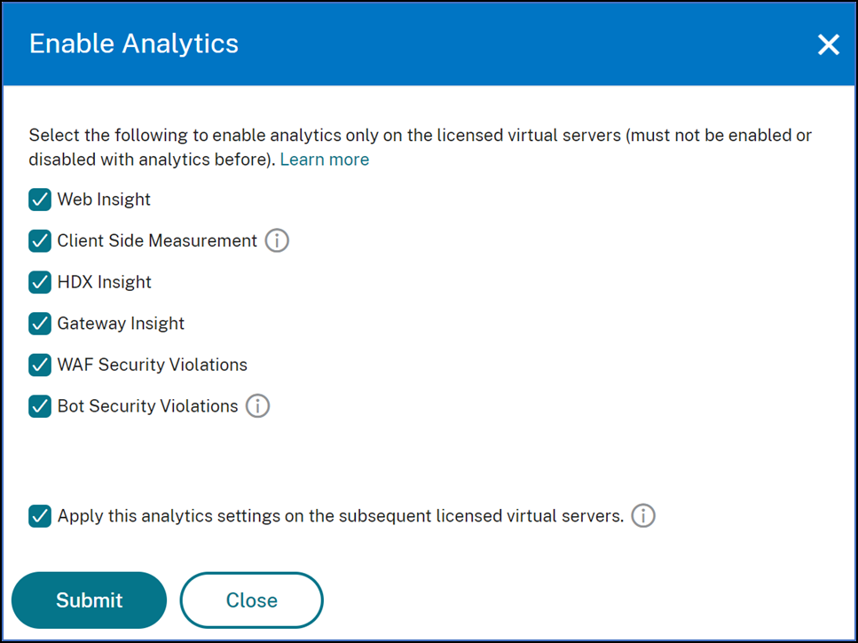 Analytics configuration