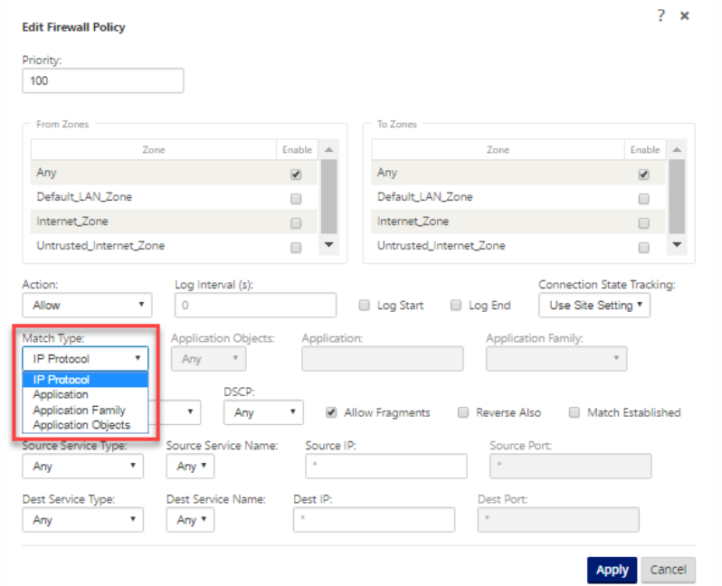 Application classification in firewall