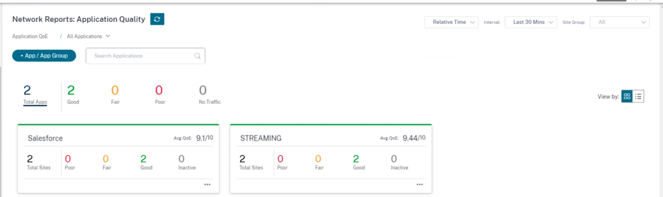 App quality report for custom application