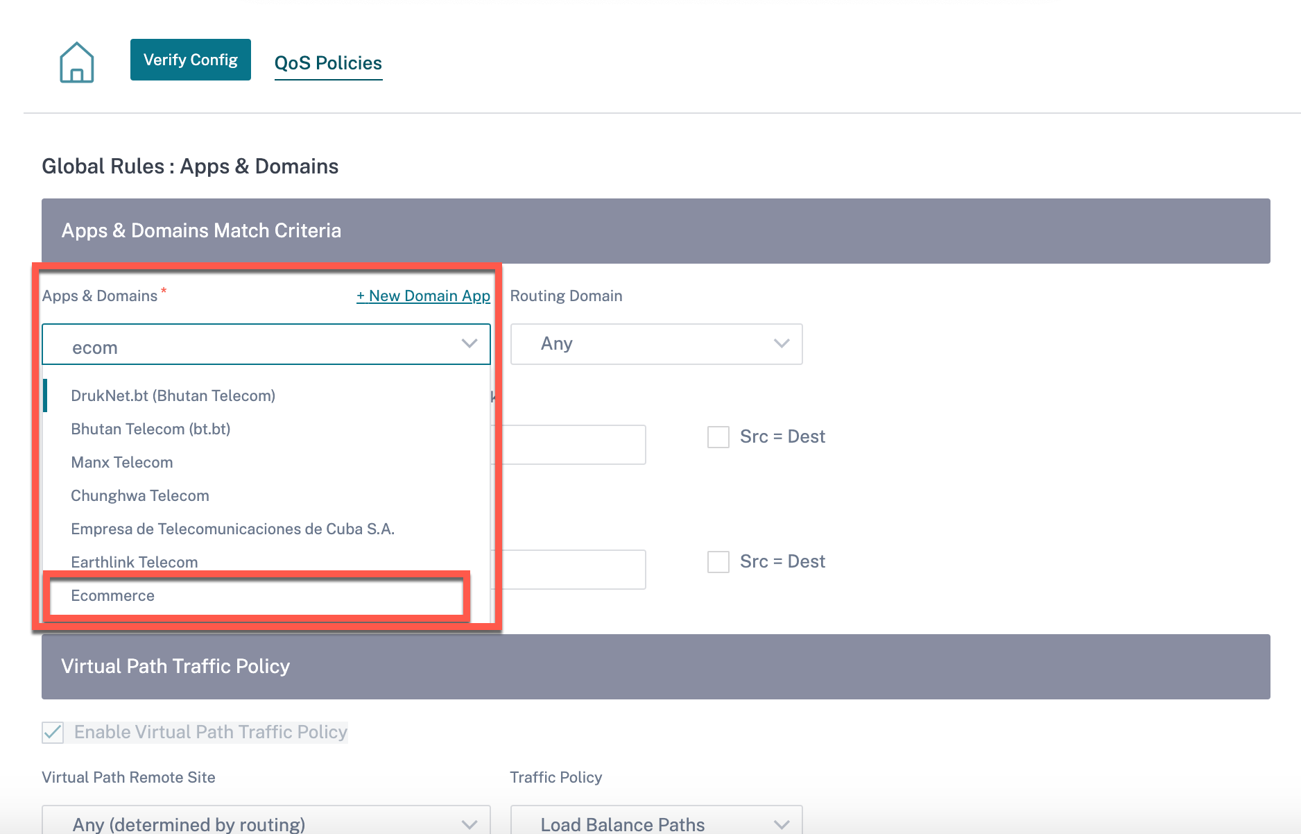 Application rule custom application