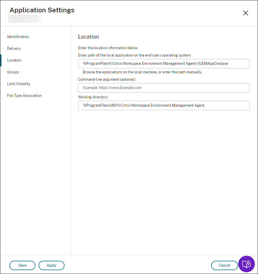 Application settings