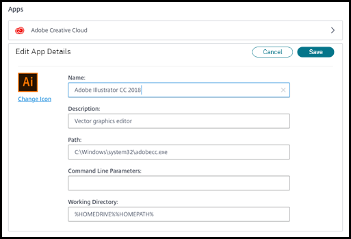 Change an application's properties