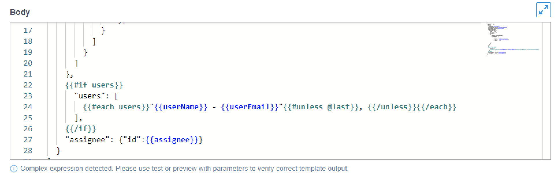 Array JSON configuration