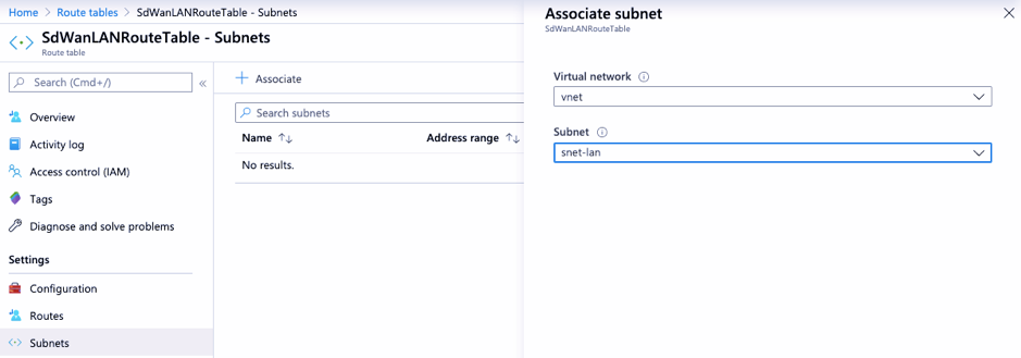 Associate LAN subnet