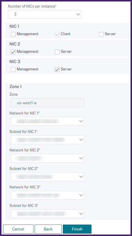 NICs for an ADC instance