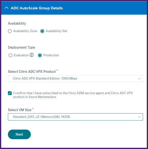 Azure ADC Autoscale group details