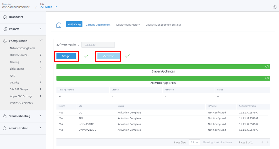 Azure virtual WAN verifies config