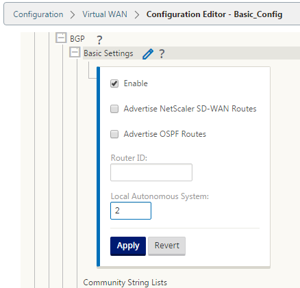 BGP basic settings