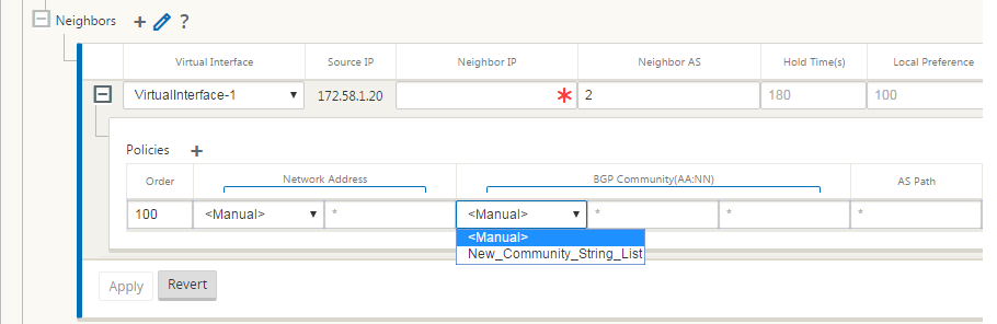 BGP policies neighbors