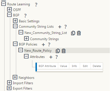 BGP policy attributes