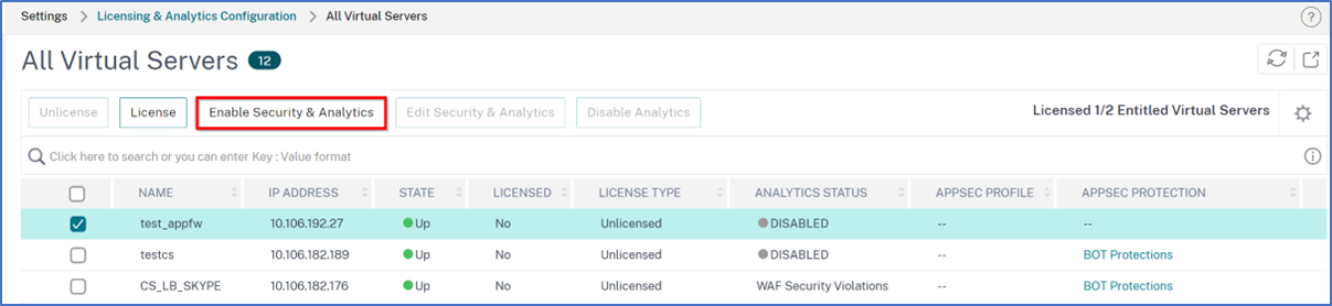 Enable security and analytics