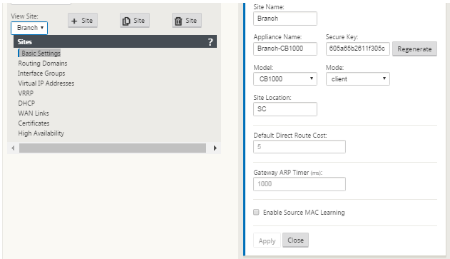 Branch basic settings