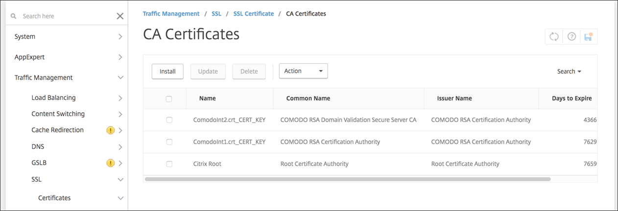 Citrix Gateway configuration screen