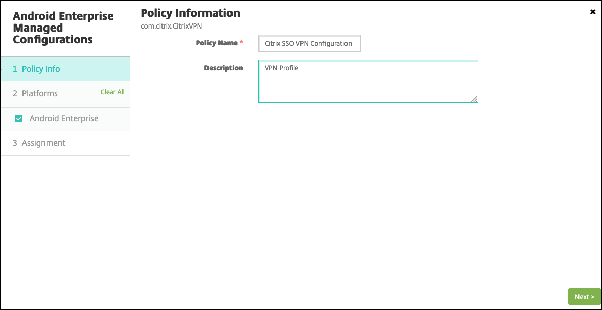 Image of Android Enterprise managed configuration wizard