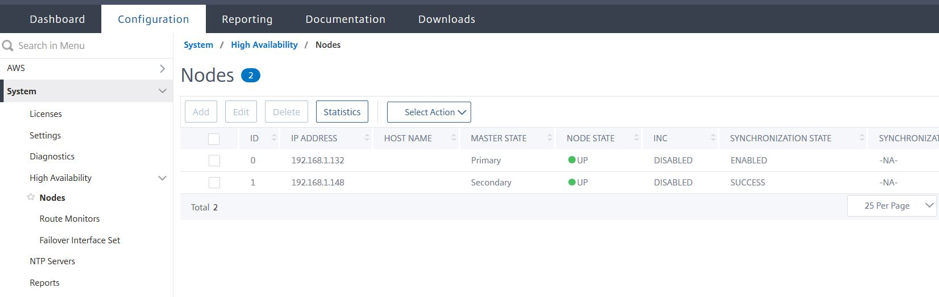 CloudFormation VPX HA pair is configured