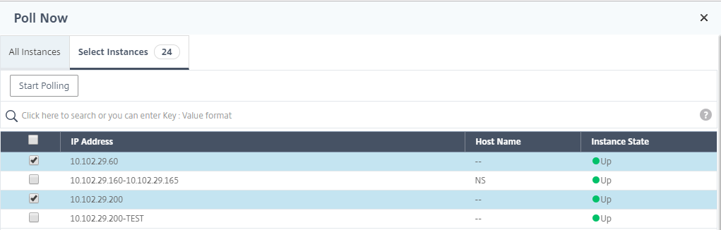 Poll specific instances