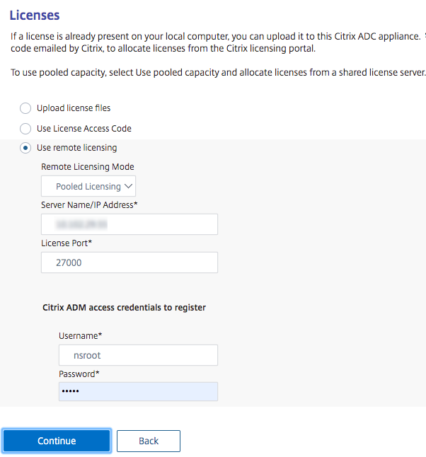 Manage license in ADC