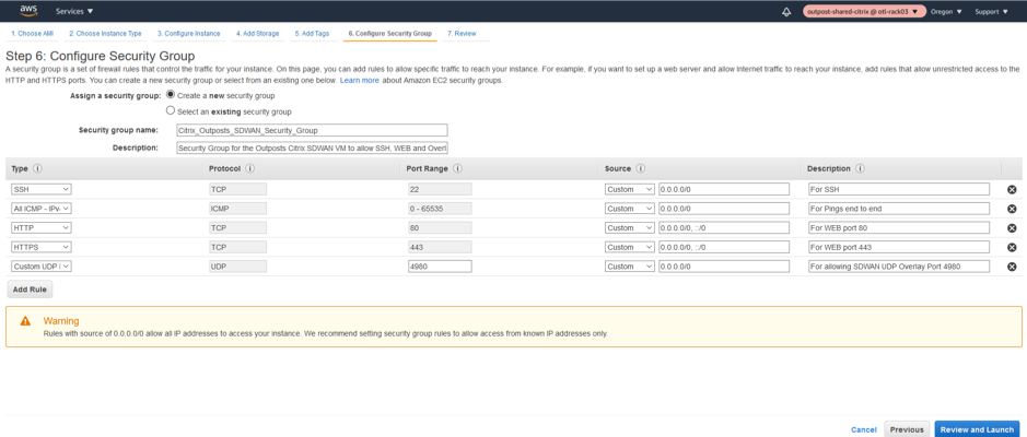 Configure security group