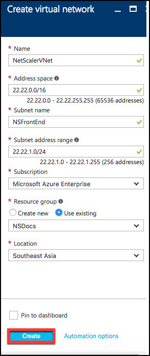 Configure subnet