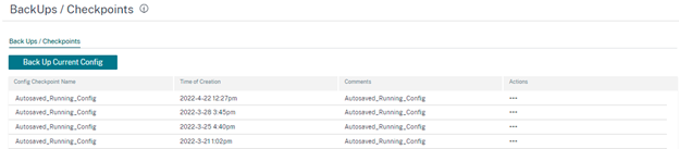 Configuration checkpoint