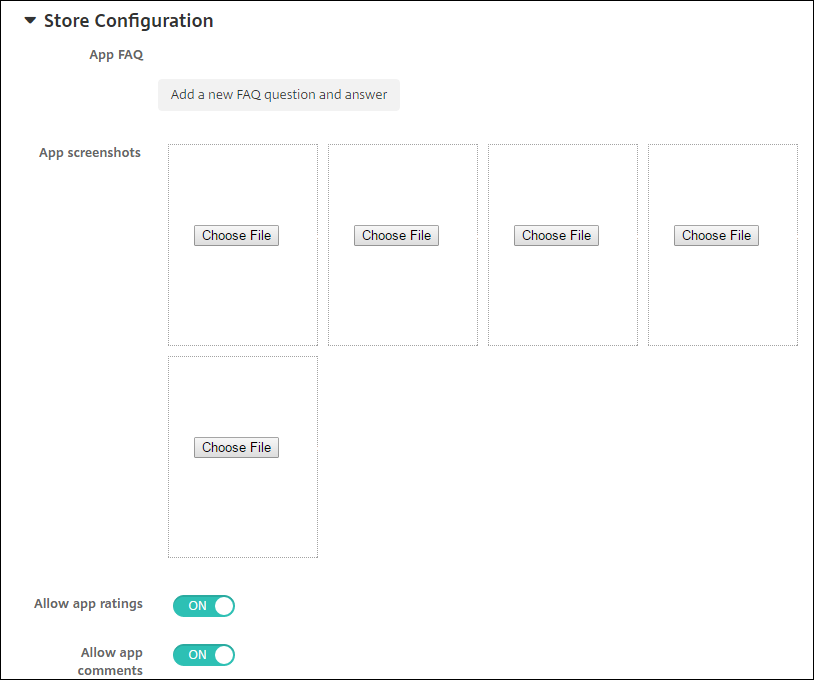 Apps configuration screen