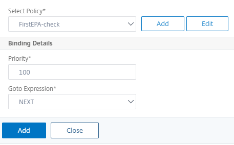 Click to select first EPA policy